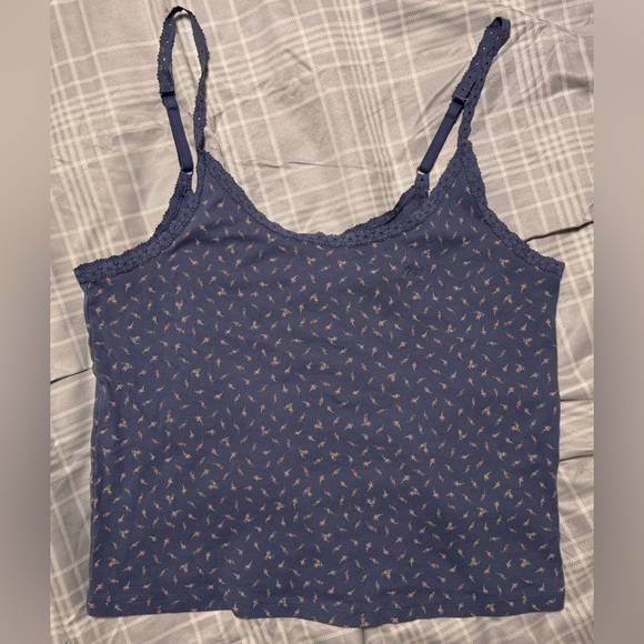 PINK Victoria's Secret Tops - EUC PINK Victoria’s Secret Floral Crochet Trim Lounge Sleep Tank